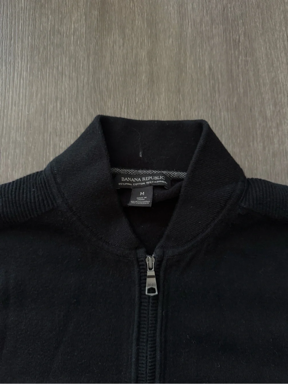 Banana Republic Black Zip-Up Knit Bomber